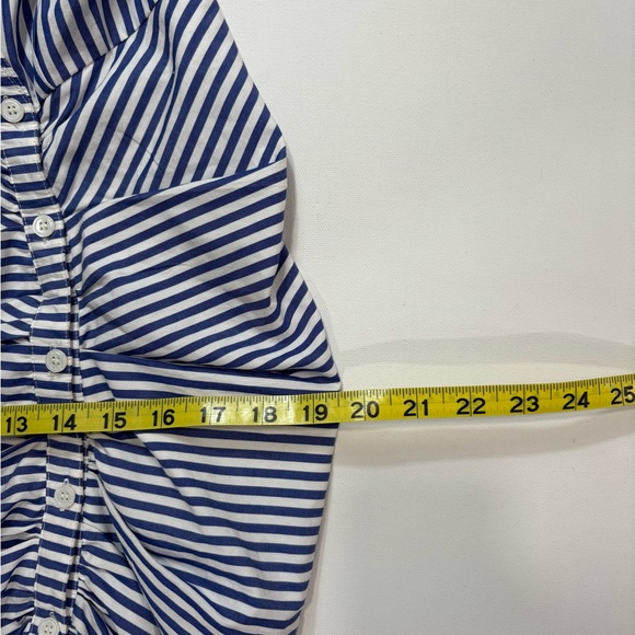 Veronica Beard Striped Asymmetrical Ruched Cotton Shirt Dress - Picture 13 of 16